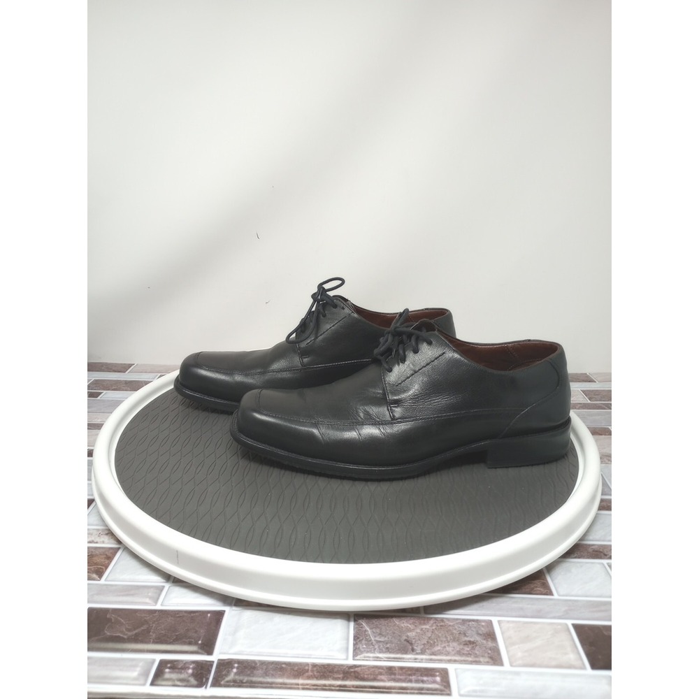 Johnson & Murphy Mens Size 9.5W Casual Genuine Leather Black Shoes Pre Owned